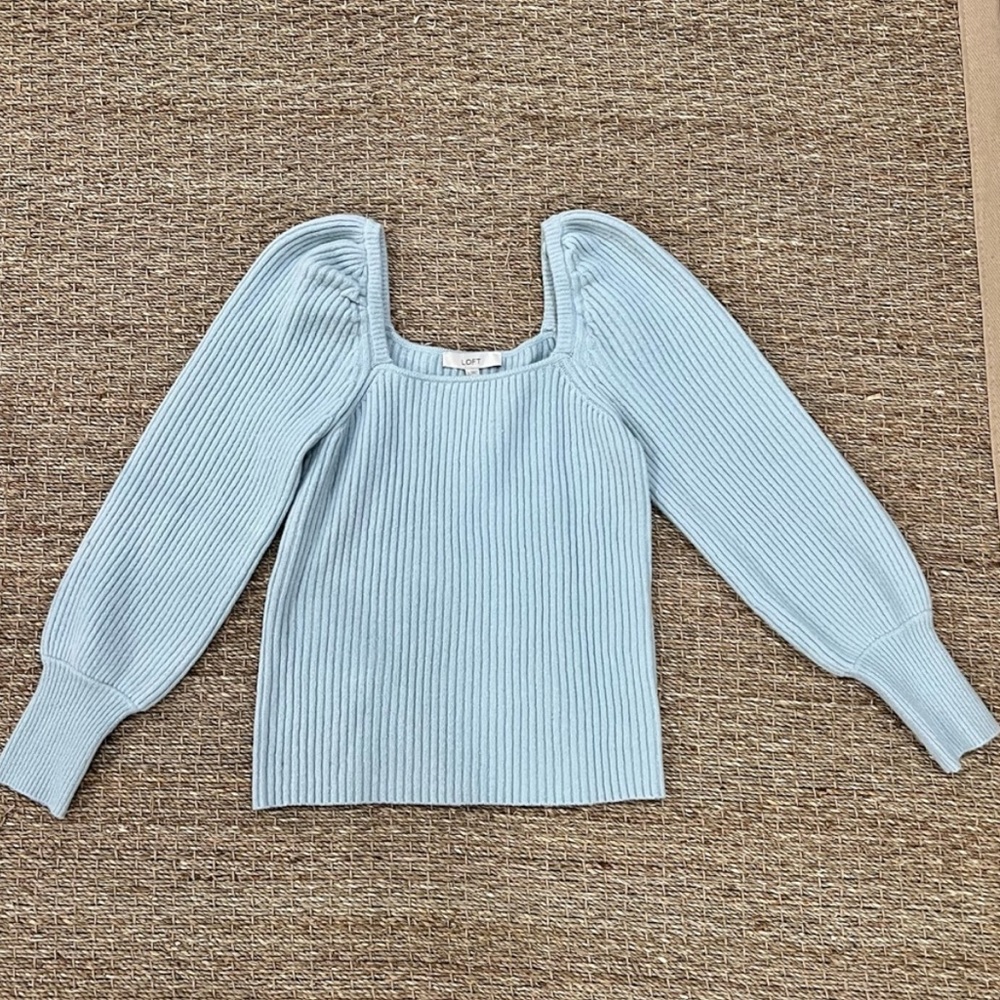 LOFT light blue square neck sweater M